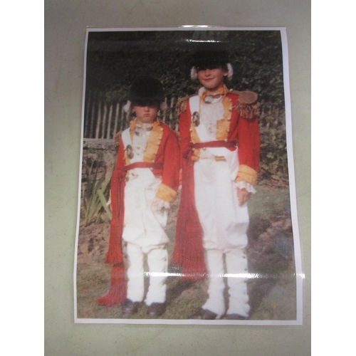 122 - Very detailed child's reproduction uniform in 18th/19th century style with red jacket with yellow cu... 