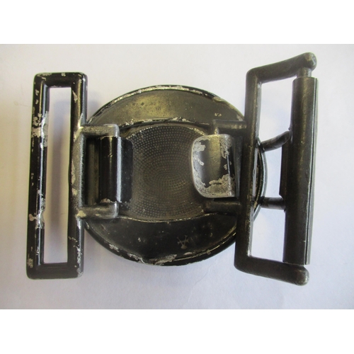 124 - Third Reich belt buckles with:
1. Luftwaffe, reverse stamped GB (Gustav Brehmer), leather tab stampe... 