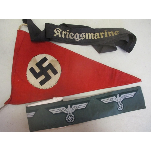 125 - Third Reich range including small swastika pennant, Army Bevo breast eagle part roll of 10 uncut, Kr... 