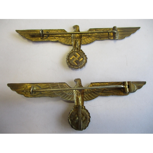 126 - Third Reich range of metal breast eagles with:
1. Gilt, 95mm, reverse stamped Schwerin Berlin 68.
2.... 