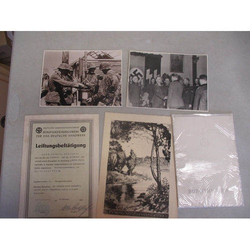 132 - Militaria Third Reich range Reischkarte 1/100,000 maps (6), set square, range of letters and photos ... 