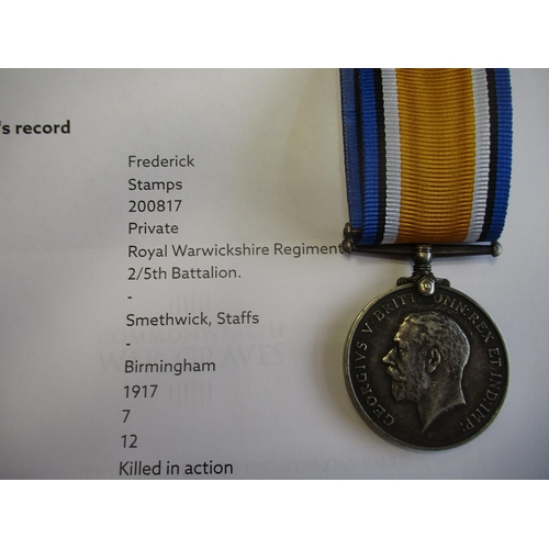 19 - WW1 Warwickshire Regt range with:
1. 1914-15 Star trio to 3437 Pte W. Brueton R. War R. polished, fi... 