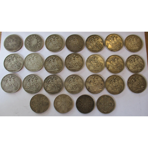 193 - 19th century range in mixed condition, with crowns 1820LX, 1847XI, 1889 (9), 1890, 1891 (3), 1892 (3... 