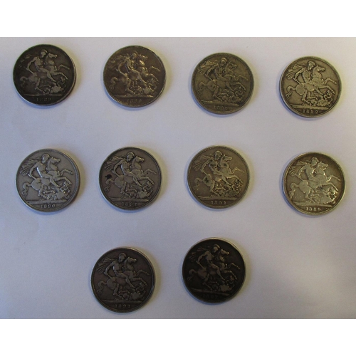 202 - Collection in mixed condition with some better including GB crowns 1821 SECUNDO, 1845, 1891(2), 1893... 