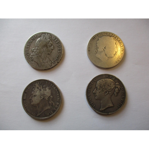 205 - Range of crowns, in mixed condition, with 1696 octavo, 1820LX, 1821 secundo, 1844VIII, 1887 (2), 189... 