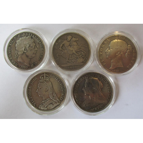 216 - Mostly 19th century range, in mixed condition, with crowns 1820LX, 1821 Secundo, 1844VIII, 1892, 189... 