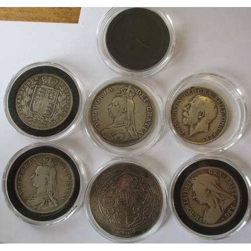 216 - Mostly 19th century range, in mixed condition, with crowns 1820LX, 1821 Secundo, 1844VIII, 1892, 189... 