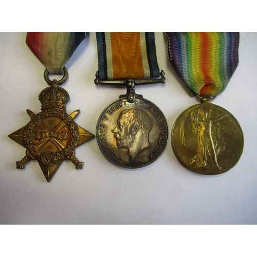 23 - WW1 range with:
1. 1914-15 Star trio to 10296 Sjt H. Dickenson K.R.R.C. (Pte on Star) very fine.
2. ... 