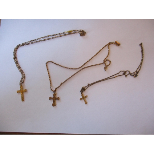 238 - Range of 9ct gold jewellery, with watch chain (approx. 19g) and three cross necklaces (approx. 4.4g,... 