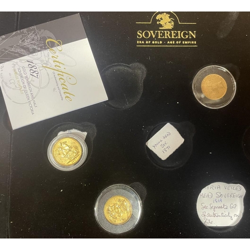 241 - Investment Gold lot - documents required. Sovereigns with 1871 die 22, 1880, 1887, 1899, 1910 (2), 1... 