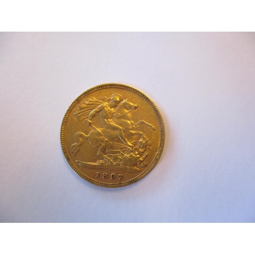 256 - Investment Gold lot - documents required. 1897 half sovereign fine. (Y)