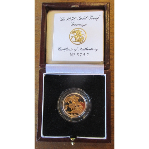 313 - Investment Gold lot - documents required. 1996 boxed proof sovereign FDC, with Royal Mint certificat... 