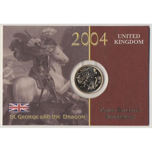 347 - Investment Gold lot - documents required. 2004 sovereign uncirculated on Royal Mint card. (Y)