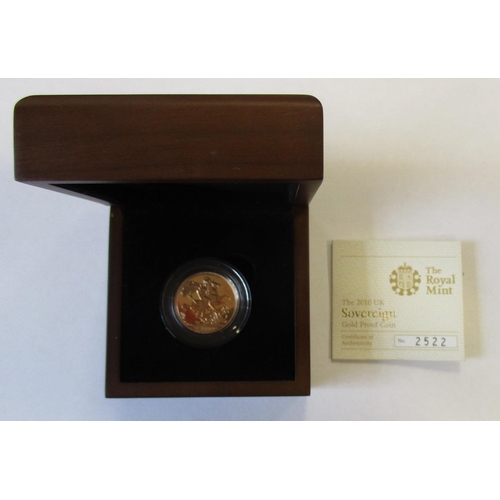 378a - Investment Gold Lot – documents required. 2010 sovereign boxed proof FDC. (Y)