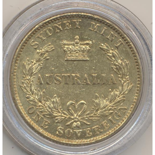 416 - Investment Gold lot - documents required. Australia. 1866 sovereign good fine. (Y)