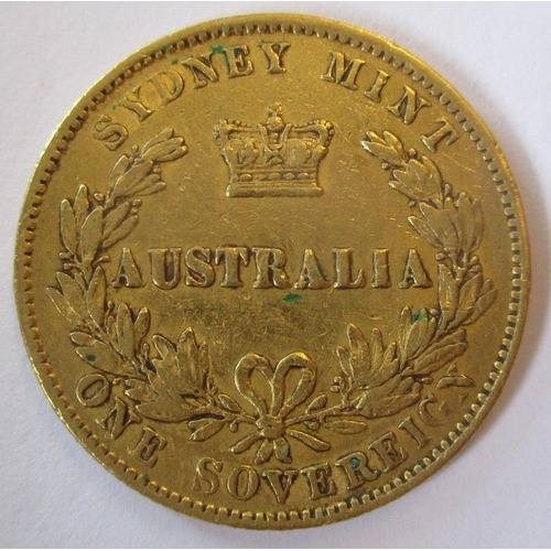 417 - Investment Gold lot - documents required. Australia. 1866 sovereign fine. (Y)