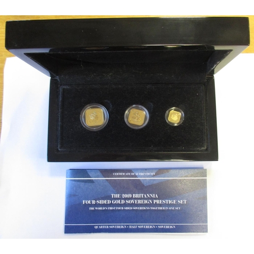 429 - Investment Gold lot – documents required. Tristan da Cunha. 2019 Britannia Four-sided sovereign set ... 