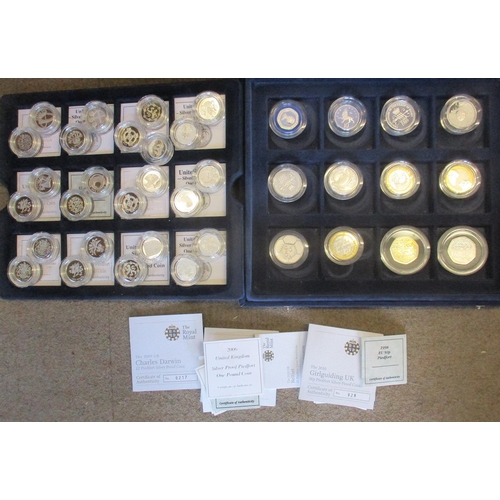 435 - Collection of silver piedfort proofs FDC, with £2 1989 Claim of Rights, 1994, 1995, 1996 Football, 2... 