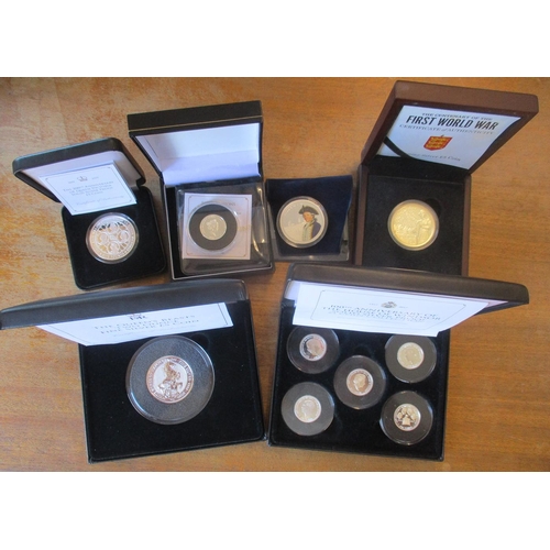 452 - Range of boxed silver proofs FDC, with £5 2020 Queen's Beasts White Horse of Hanover, £2 2016 Shakes... 