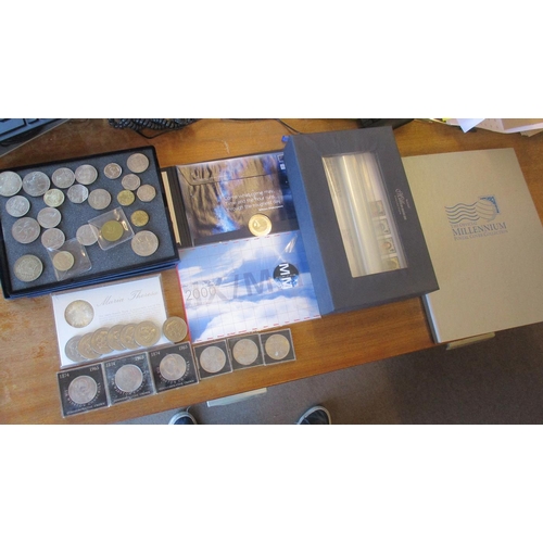 456 - Collection of boxed silver piedfort proofs FDC, with £5 2000 £2 2001, 50p 1998 and 2000, plus 2003 P... 