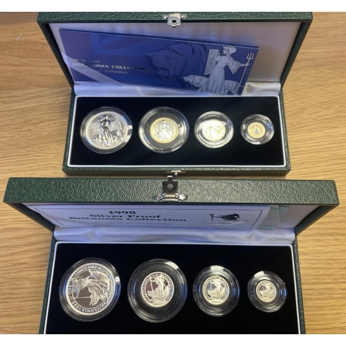 463 - 1998 and 2001 Britannia silver proof cased sets FDC. (T)