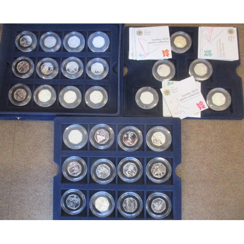 482 - 2012 London Olympics silver proof 50p set of 29 FDC, with Royal Mint certificates. (L)