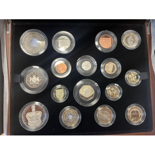 485 - 2013 Royal Mint premium proof cased set of 15 (£5, £2 (4), £1 (3), 50p (2), 20p, 10p, 5p, 2p and 1p)... 