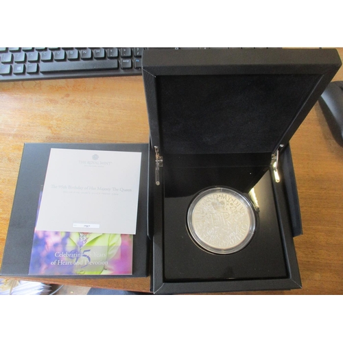 487 - 2021 £10 Queen's 95th Birthday boxed 5oz silver proof FDC. (T)