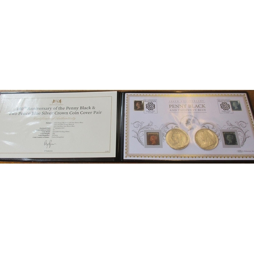 500 - 2020 180th Anniversary of the Penny Black coin cover inset with crowns 1889 and 1896LX fine, plus 18... 