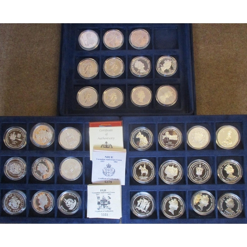 508 - Range of Queen's Coronation 40th Anniversary range of silver proof crown size commemoratives of vari... 