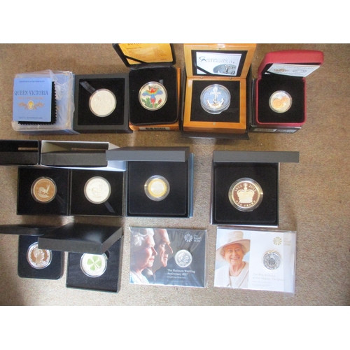 520 - Range of boxed silver proofs FDC, with Alderney £5 2018 Prince Charles, Australia $1 2019 Queen Vict... 