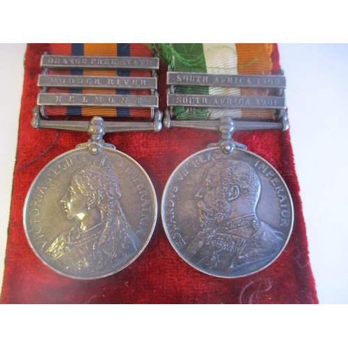 53 - 1899 QSA 3 clasps Belmont, Modder River, OFS and 1902 KSA both clasp to 9776 Pte F.W. Sharpe Coldstr... 