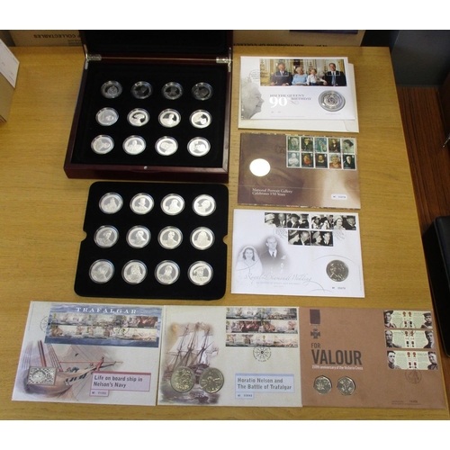 531a - Chanel Is. 2006 £5 'Great Briton's' collection of 24  silver proofs FDC in wooden presentation case,... 