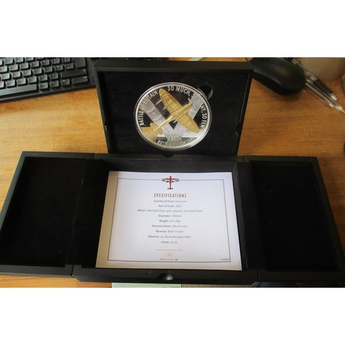 536 - Guernsey. 2020 £50 80th Anniversary of the Battle of Britain boxed silver proof FDC. (T)