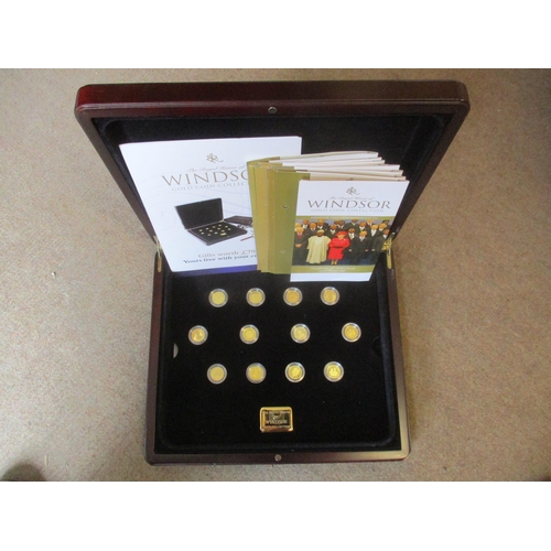 541 - Tristan da Cunha. House of Windsor cased set of 9ct gold proof half crowns FDC, approx. 1.09g each, ... 