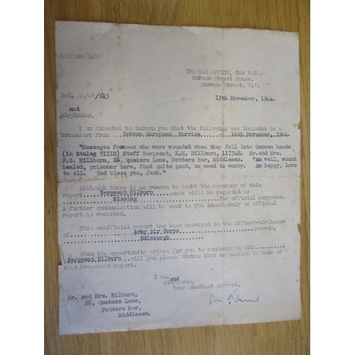 72a - Arnhem POW interest range of documents etc to 4031474 Sgt Jack Frank Hilburn Glider Pilot Regiment w... 