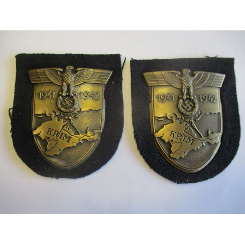 88 - 1941/42 Krim Shield range with 1 with Wehrmacht cloth backing (this with J.F.S. 42 ink stamp to back... 