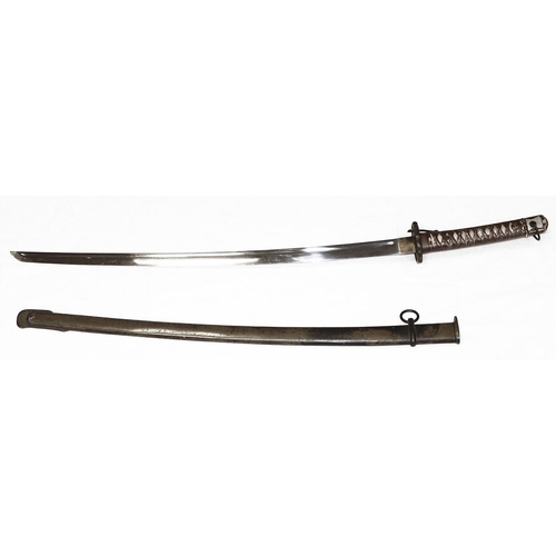 109 - Japanese Army NCO's Shin-Gunto and single ring metal scabbard, matching serial number 103878 to blad... 