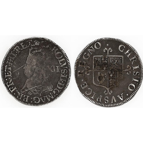 223A - Charles II. Second hammered issue shilling, without inner circles but with mark of value, good fine.... 