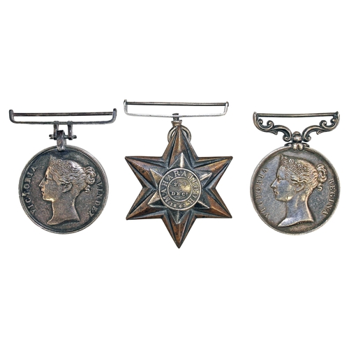 33 - 1842 Candahar, Ghuznee, Cabul Medal un-named as issued, 1843 Maharajpoor Star to Lieutenant H.C. Adl... 