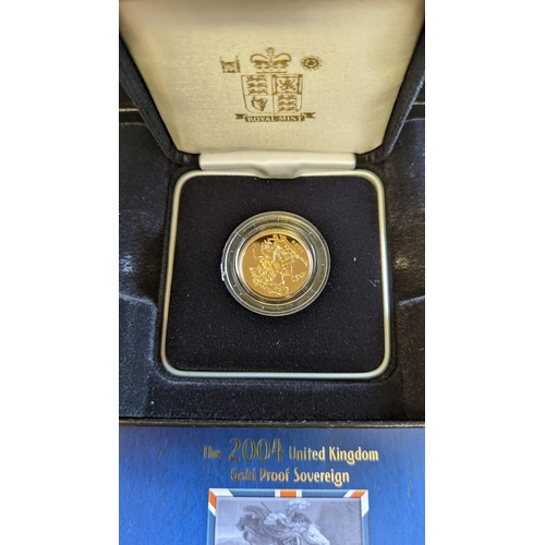 346 - Investment Gold Lot - Documents Required. 2004 Sovereign boxed proof FDC. (Y)