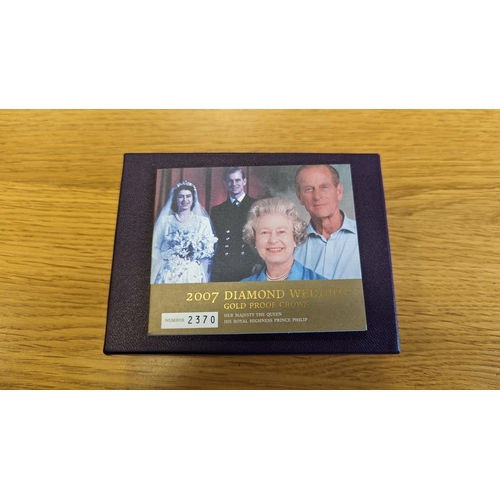 364 - Investment Gold lot – documents required. 2007 £5 Diamond Wedding gold boxed proof FDC. (Y)