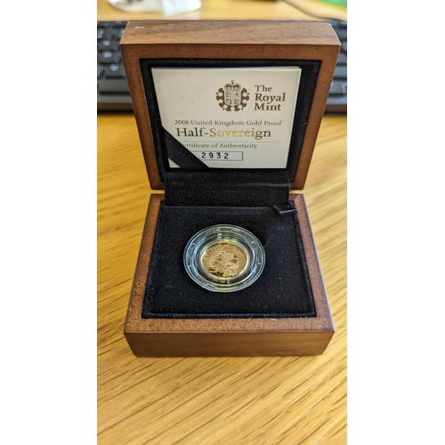 371 - Investment Gold Lot - Documents Required. 2008 Half-sovereign proof FDC in Royal Mint box. (Y)