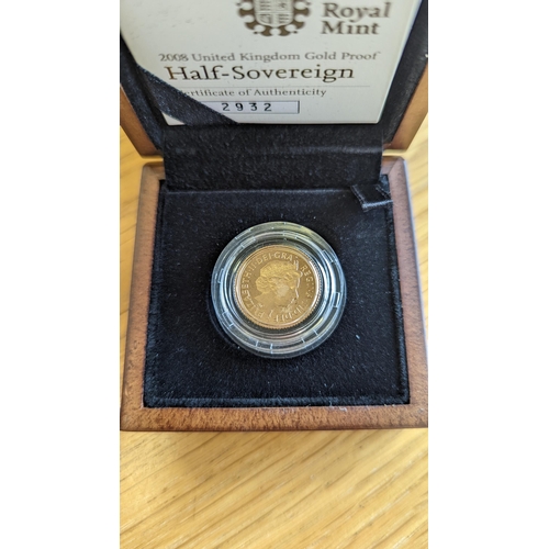 371 - Investment Gold Lot - Documents Required. 2008 Half-sovereign proof FDC in Royal Mint box. (Y)