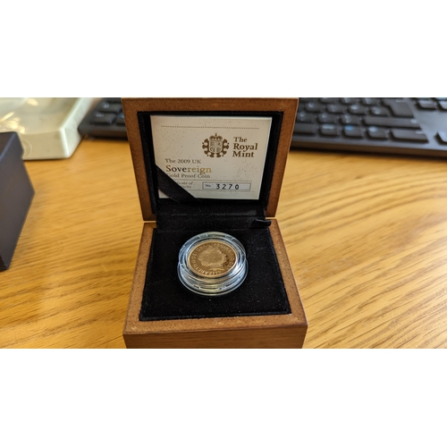 374 - Investment Gold lot – documents required. 2009 Sovereign proof FDC in Royal Mint box. (Y)