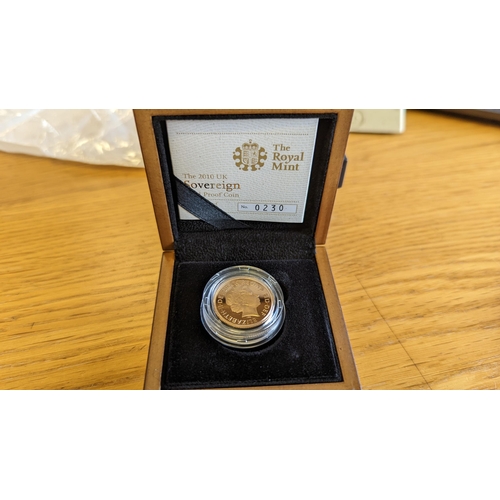 380 - Investment Gold Lot - Documents Required. 2010 Sovereign boxed proof FDC in Royal Mint box. (Y)