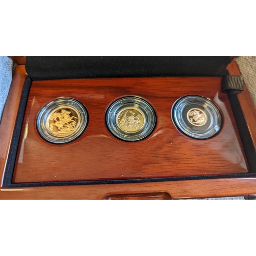 397 - Investment Gold Lot - Documents Required. 2014 Sovereign proof cased set of 3 (sovereign, half sover... 