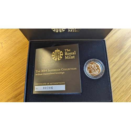 398 - Investment Gold Lot - Documents Required. 2014 Sovereign uncirculated. (Y)