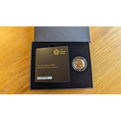 402 - Investment Gold Lot - Documents Required. 2015 Sovereign uncirculated. (Y)