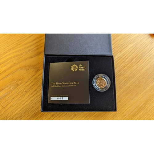 403 - Investment Gold Lot - Documents Required. 2015 Half-Sovereign uncirculated. (Y)